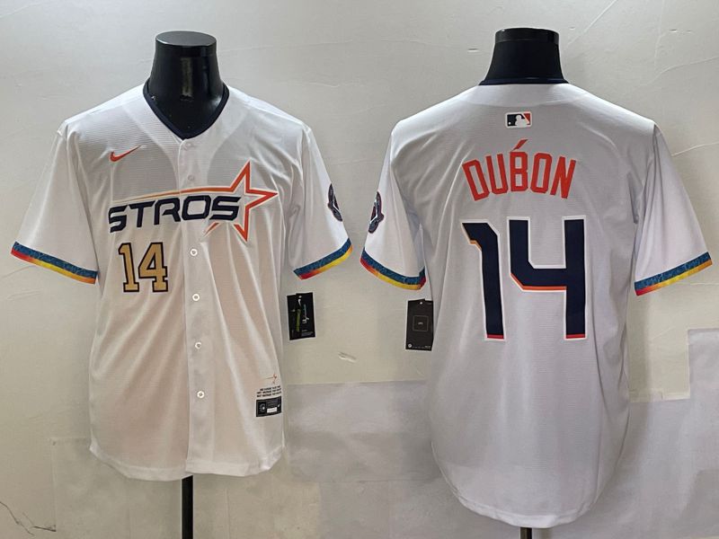 Men Houston Astros #14 Dubon White Fourth generation Joint Name Nike 2025 MLB Jersey style 2